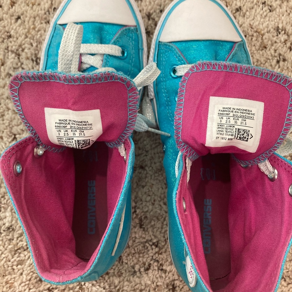 Converse Chuck Taylor All Star High-Top Sneakers – Bright Blue / Pink Lining - Picture 8 of 10